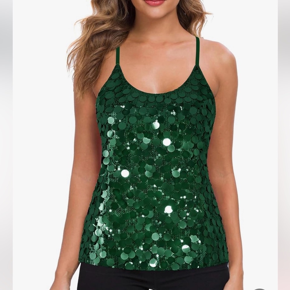 MANER  Sequin Green Top